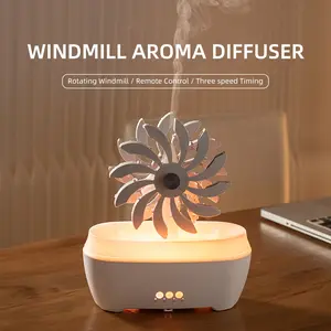 Windmill aromatherapy machine desktop essential oil diffuser water drop humidifier household large fog night light remote control aromatherapy machine