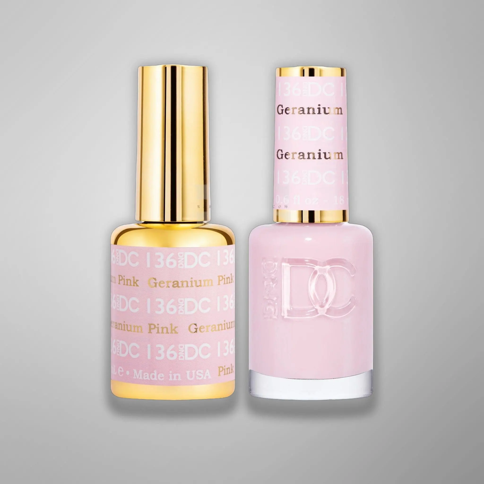 DND DC Duo - 136 Geranium Pink - Gel & Matching Lacquer Duo 0.5 oz
