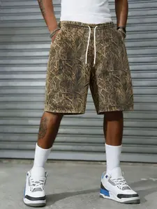 Men's American Vintage Camo Drawstring Shorts, Streetwear Workwear Style, Sporty Fitness Outdoor Versatile Gift Recommendation