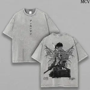 Levi Ackerman Attack on Titan Washed Vintage Oversized T-Shirt, Heavy Cotton Unisex Anime Graphic, AOT Shirt, Levi Tee HWN