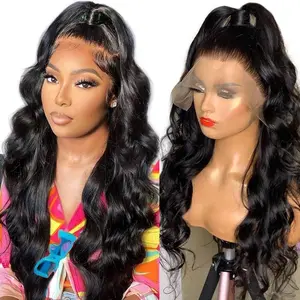 MYLOCKME 360 Lace Front Wigs Human Hair Pre Plucked Full Wigs Human Hair Body Wave Lace Frontal Wigs With Baby hair Can Make Bun And High Ponytail