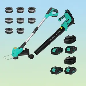 Garvee Upgraded 20V Wireless String Trimmer & 550 CFM Leaf Blower Combo, 12" Cutting Width 2-in-1 Lawn Edger with 4 x 2.0Ah Batteries & Dual Fast Chargers, Auto Line Feed Yard Tool Set with 8 Extra Lines