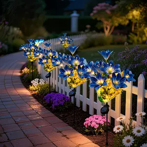Solar Outdoor Waterproof Garden Light, LED Lily Flower Lamp, Realistic Lily Flowers, Water Resistant Solar Post Lily Lights, Outdoor Pathway Lighting, Garden Decor Lights, Solar Led Patio