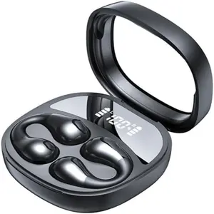 New Mini Open Ear Headphones Wireless Bluetooth,Wireless Ear Clips Ear Buds Clip On Earbuds Open Ear Headphones,IPX4 Waterproof Earphones Sport Cycling Running Work (Black)