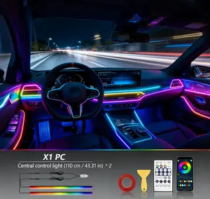 Nilight LED Color Cold Light Wireless Car Accessories Remote Control Atmosphere Lamp 110cm+110cm Multi-Mode Neon Strip USB Power Easy Install Safety Lighting Universal Car Decorative Light