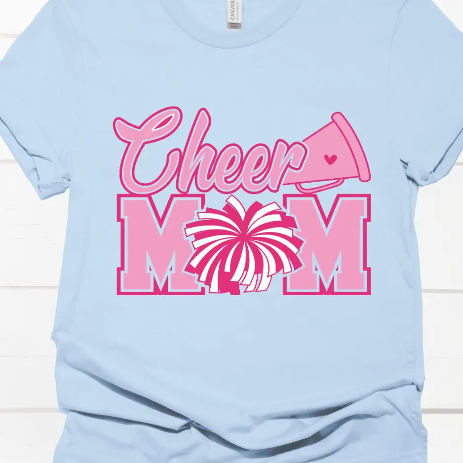 Cheer Mom In Pinks Direct To Film Print , DTF Print, Ready To Press Print For T-Shirts