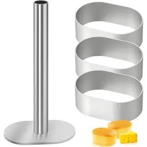 3Pcs 2.5in Stainless Steel Polvoron Mold Filipino Cookie Press Shortbread Molder with Handle Kitchen Baking Gadget for Shortbread Cookies Dessert