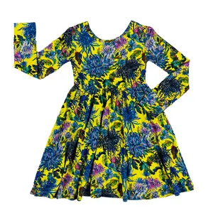 Blue Aster Long Sleeve Skater Dress