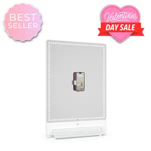 RIKI TALL | Luxurious LED Tabletop Vanity Mirror with Bluetooth Remote Control no Heat Generation, With Charging port