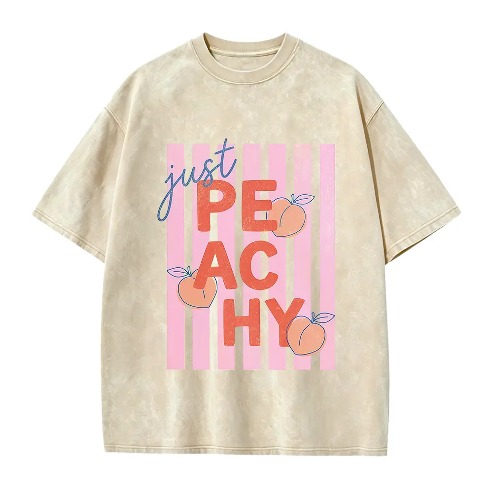 Just Peachy Shirt Tee Summer Fruit Tshirt Food Pun T Shirt Retro Graphic Tee Peach Graphic Tee Summer T-Shirt