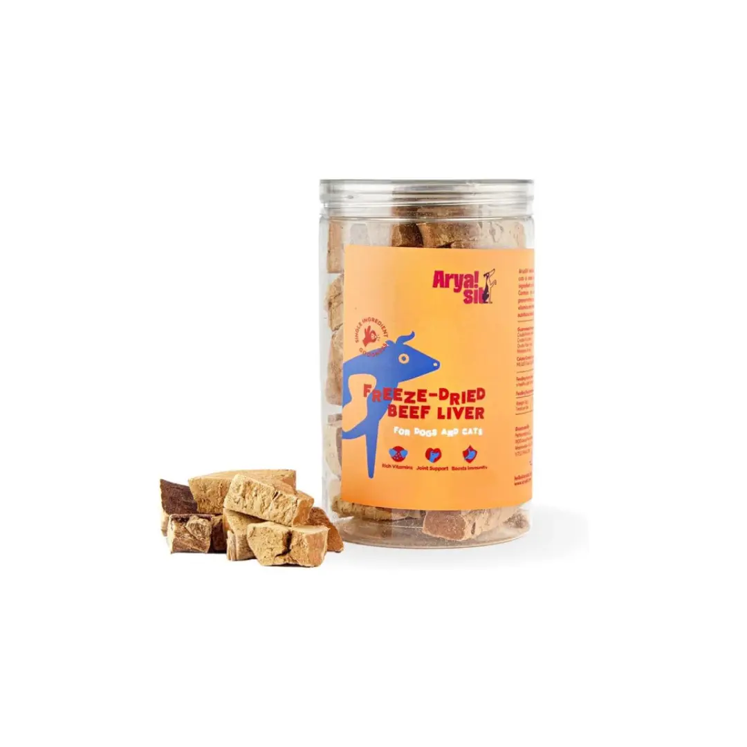 Arya Sit Freeze-Dried Beef Liver Animal Food & Treats - All-Natural, Grain-Free, Nutrient-Preserving, Sensitive-Stomach Friendly for Dogs, Suitable for Cats & Kitten Treats (Ideal for Feeding)