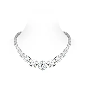 Luxury series Graduated Round Brilliant Prong-Set Tennis Necklace #20692(Please contact customer service to customize the size before placing an order.)