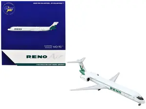 McDonnell Douglas MD-90 Commercial Aircraft "Reno Air" (N905RA) White w/Green Tail 1/400 Die Cast Model Airplane by GeminiJets