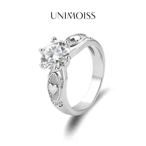 UniMoiss Moissanite 2ct Eternal Heart Ring Silver-Plated Round Cut Birthday Wedding Engagement Anniversary Elegant Gift Daily Wear