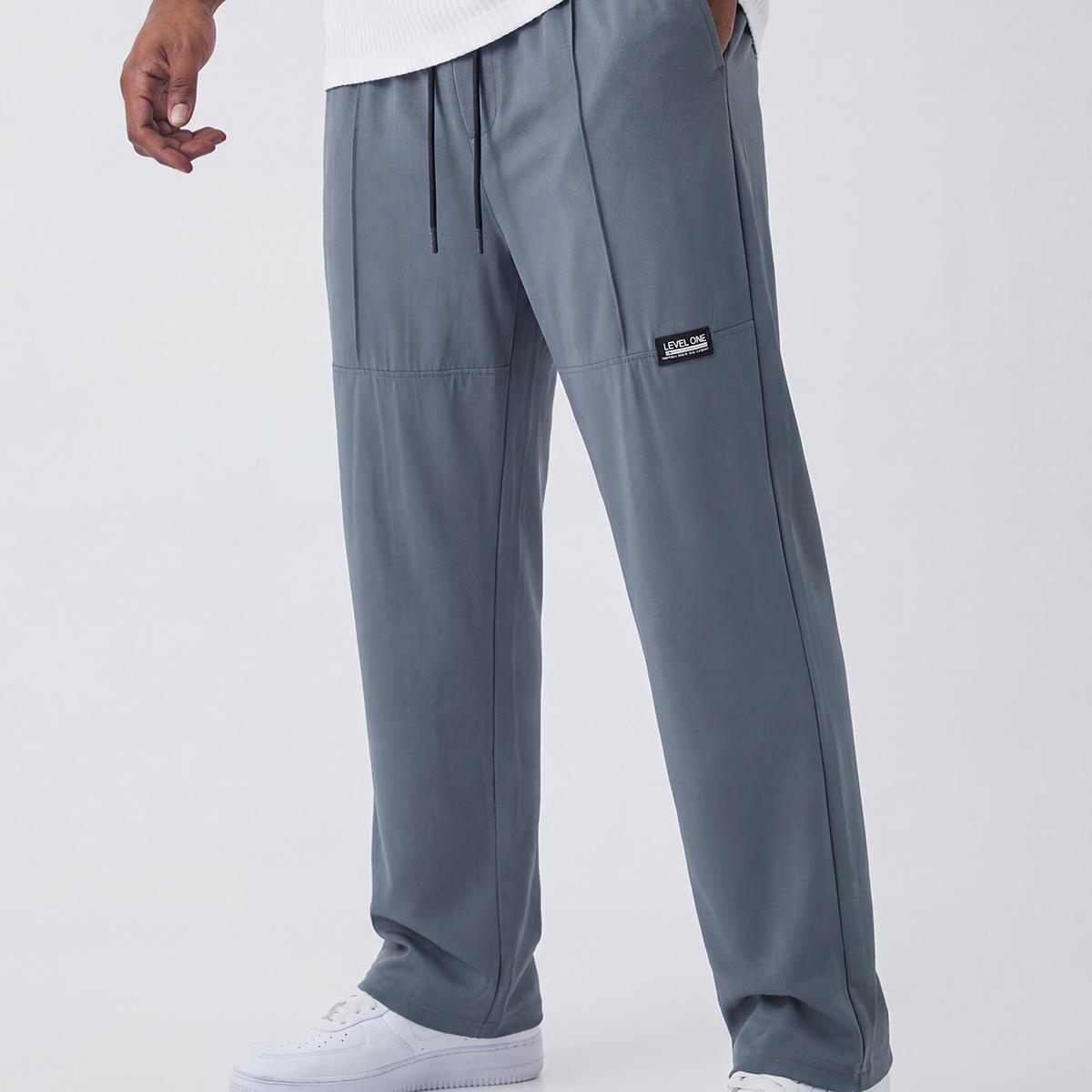 3-Pack Men's Casual Ice Silk Straight Leg Sweatpants, Elastic Waist Drawstring Pants with Cargo Style Pockets