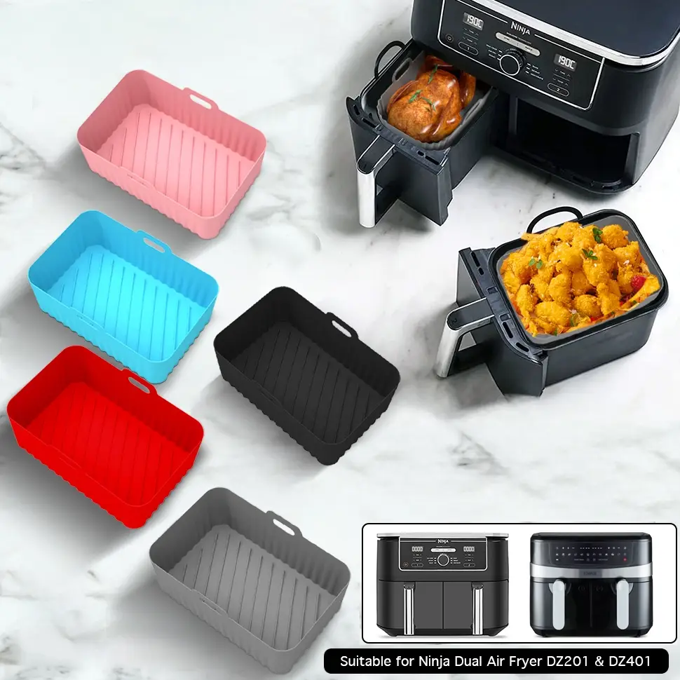 Rectangle Air Fryer Silicone Pot, Reusable Air Fryers Liners, Oven Baking Tray, Household Kitchen Air Fryer Accessories
