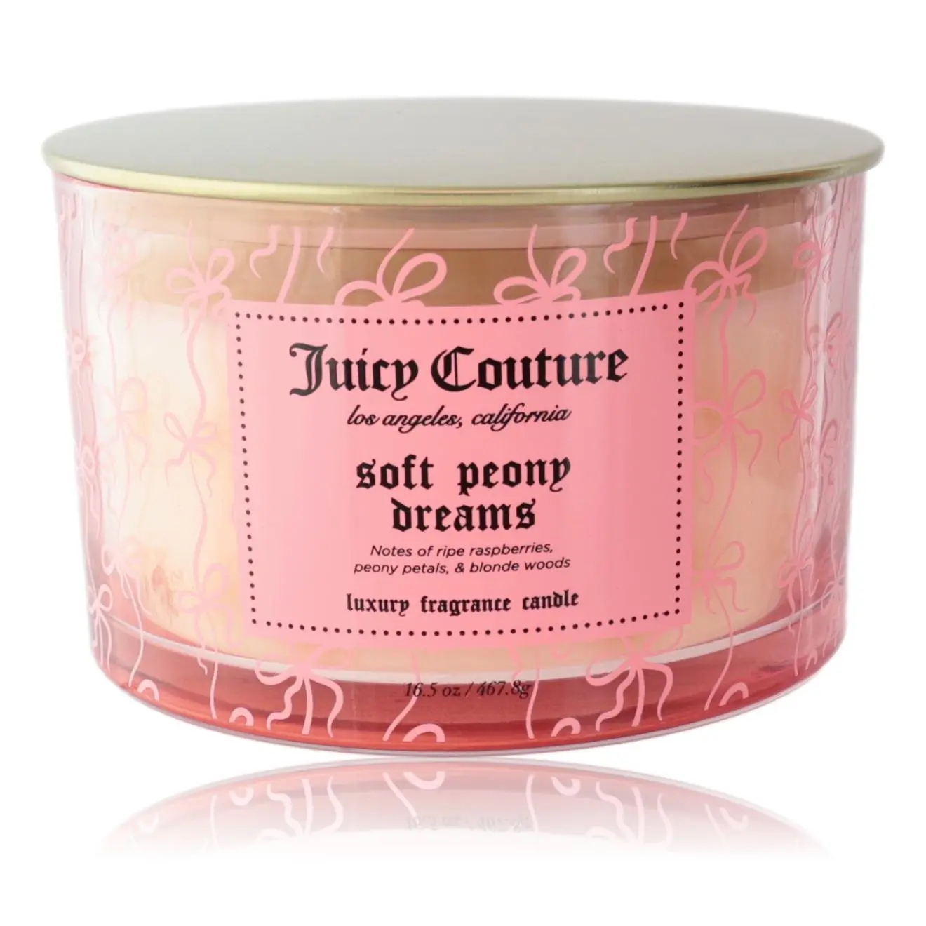 Juicy Couture 3-Wick Aromatherapy Candle - 16.5 oz Soy Wax Blend, Blonde Woods, Floral, Fruity Scented Soft Peony Dreams Home Decor Decoration Candle with Flower-Infused Notes, Flowers