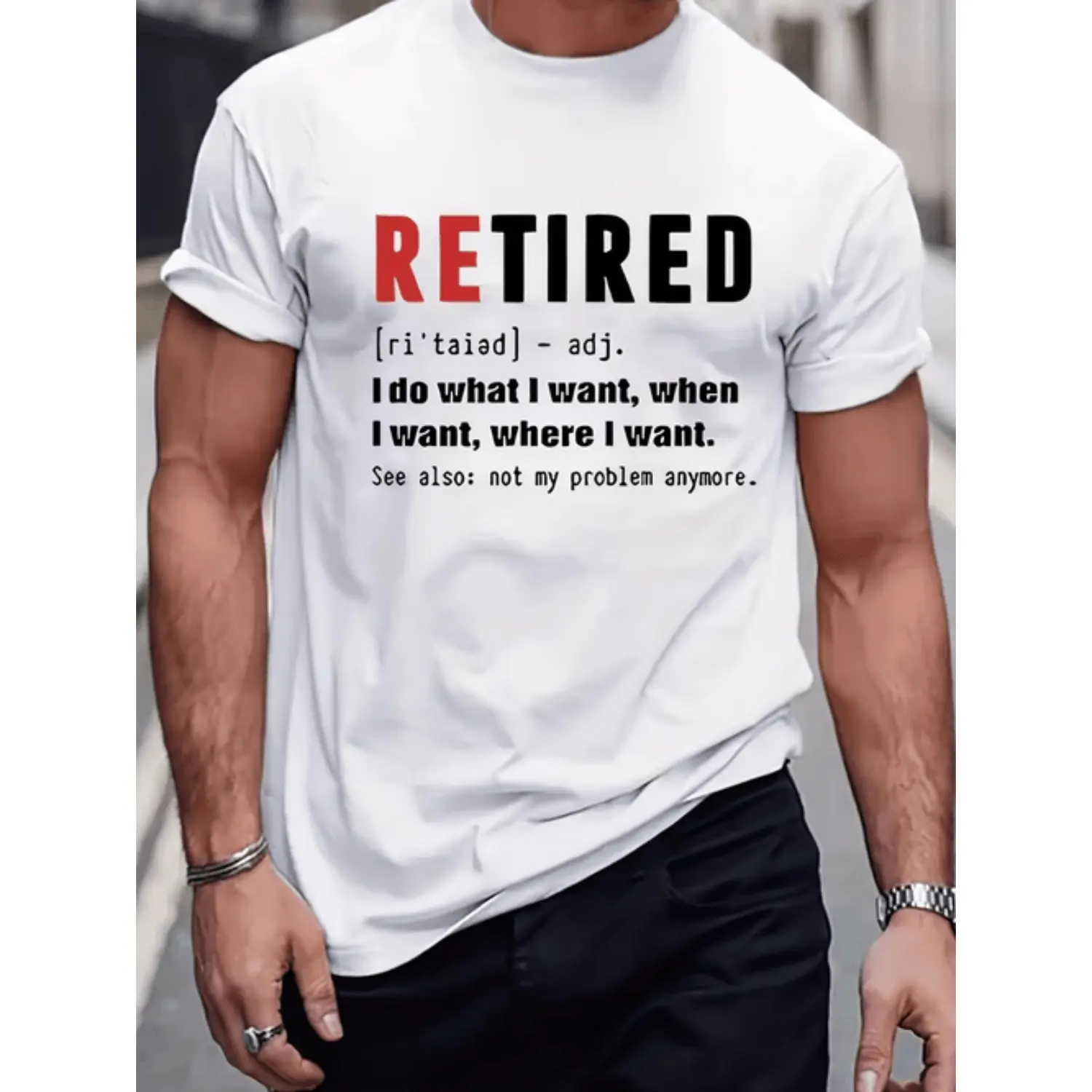 [100% Cotton] mens retro graphic cotton t shirt retired loose fit breathable comfortable white with red accents summer essential breathable clothing humorous print glossy fabric white Cotton Tee
