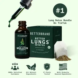 Betterbrand Lung Support & Detox Bundle - Lung Detox Tea and Mullein + Chlorophyll Tincture Bundle for Lung Health and Respiratory Relief