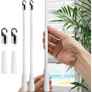 Blind Wand Replacement with Hook, 17 Inches White Fiberglass Blind Tilt Wand for Window Pull Supplies (2 Pcs)