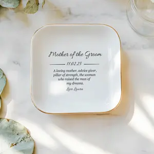 Mother of The Groom Forever Grateful Ring Dish, Customizable Ceramic Jewelry Tray for Mother of the Groom, Gift from Bride