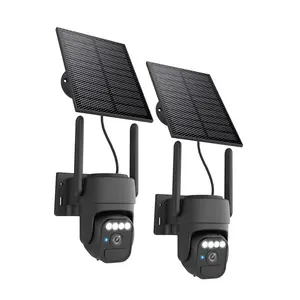 Solar Security Cameras Wireless Outdoor 2 Packs, Color Night Vision, SD/Cloud Storage, 2-Way Talk, 2.4GHz WiFi, IP65 Waterproof, 360° View