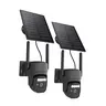 Wireless Solar Security Camera Outdoor 2 Packs, Wi-Fi Camera with Motion Detection, Pan & Tilt Control, Two-Way Audio, Color Night Vision, IP65 Waterproof