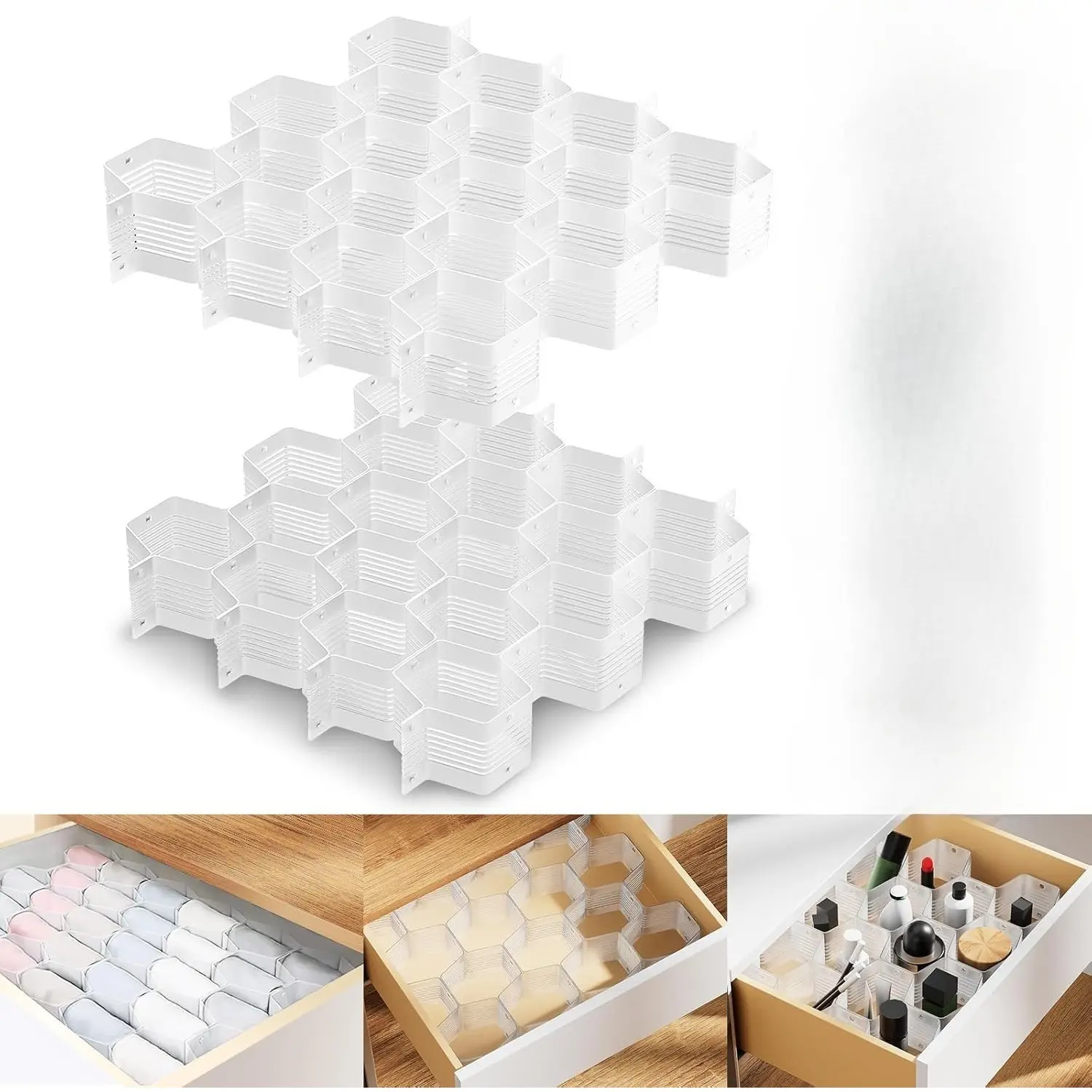 2Pcs Foldable Plastic Adjustable Honeycomb Separator Drawer Organizer Dividers with Smooth Divided Compartments - Space Saving Clothes Organizer for Underwear, Belts, Socks, Household Items, Home Supplies (Dorm Room, Office Use), Home Improvement