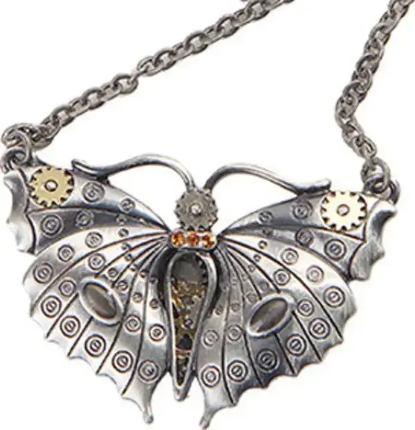 Ebros Steampunk Butterfly Necklace - Lead-Free Pewter Metal with 26-Inch Chain, Home Decor Jewelry