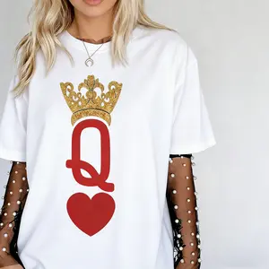 Queen of Hearts Vintage Inspired Tee, Valentine's Day Gift T shirt, Birthday Gift Girl, Hearts t shirt, Gift for Girl friend