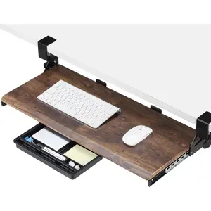ETHU Keyboard Tray Under Desk, 26.77" X 11.81" Large Size Keyboard Tray with C Clamp-on Mount Easy to Install, Computer Keyboard Stand, Ergonomic Keyboard Tray for Home and Office
