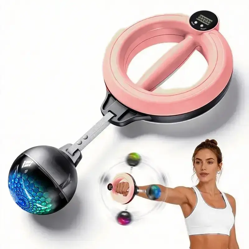 【Summer sales】Weighted Hoop Home Workout, 360 ° Rotating Wrist & Forearm Trainer for Men and Women, Upper Body Strength Tool for Arms, Shoulders & Chest with LED Light Up, Portable Home and Gym Fitness Equipment