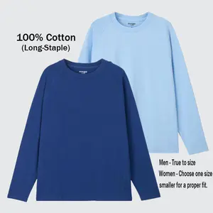 Mega Tshop Menswear 2-Pack 6.35 oz Pure Cotton Longsleeve Raglan T-Shirts - Unisex Regular Fit Midweight Soft Round Neck Plain Casual Tops, Longsleeves