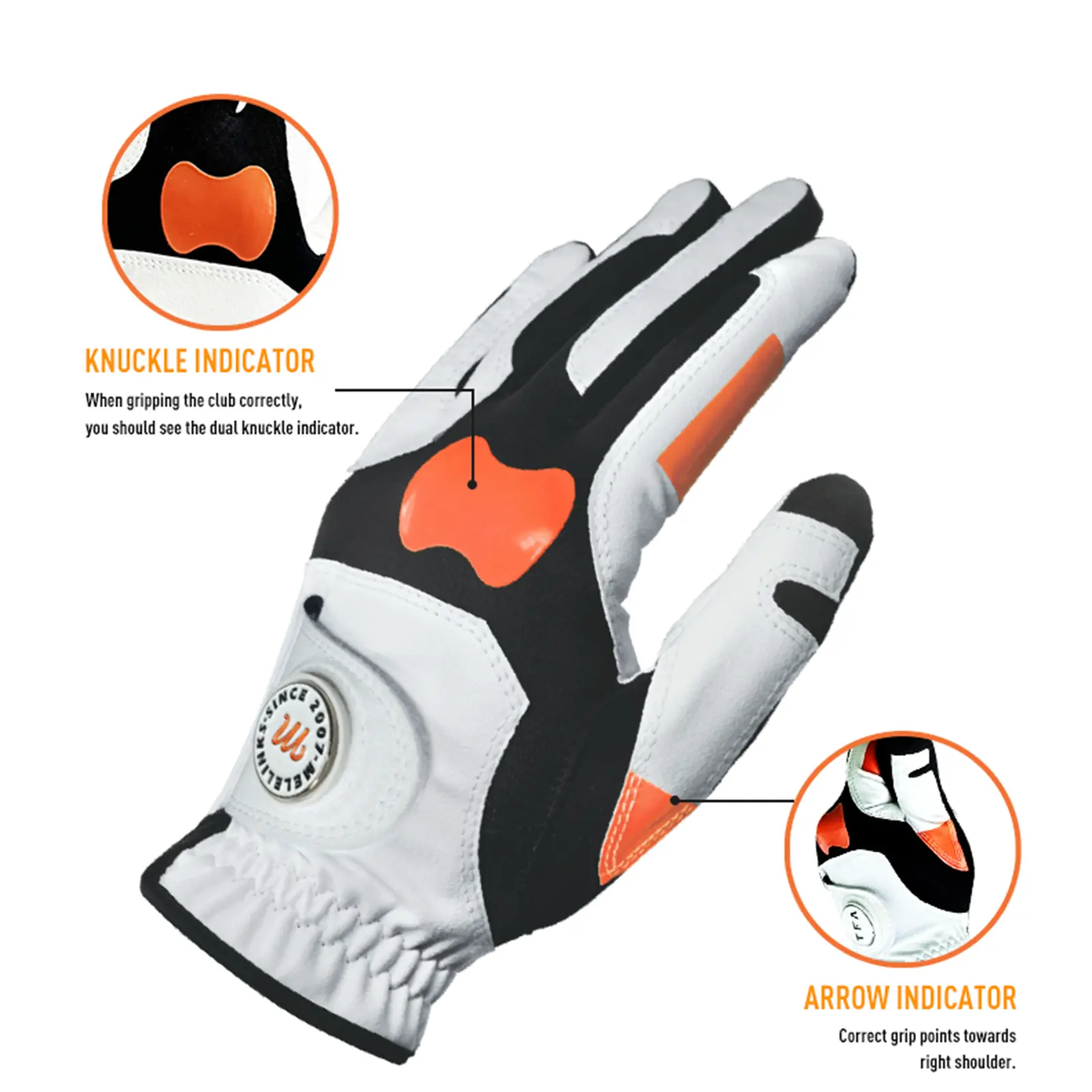 Premium Non-Slip Golf Gloves for Men & Women – Breathable Stretch Fabric with Silicone Grip – Built-in Magnetic Ball Marker – Left & Right Handed Golfers – Comfortable Performance Golf Accessory