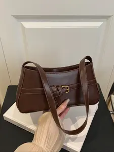 Elegant Women's Shoulder Bag with Belt Decoration, Casual Fashion Crossbody/shoulder Bag, Ideal Gift for Daily Use, Versatile Design, Crossbody Clutch Purse, Everyday Shoulder Bag