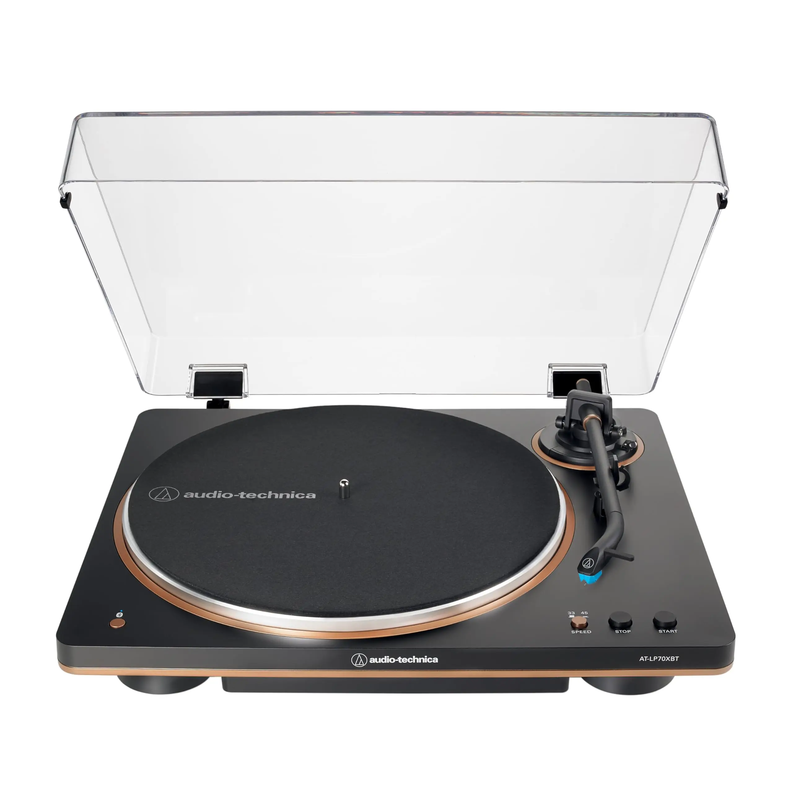 Audio-Technica AT-LP70XBT Bluetooth Vinyl Record Player Turntable - Black-Bronze, Built-In Preamp, Detachable Design, J-Shaped Tonearm, Auto-Play Music Component for Vinyl Collectibles Physical Media