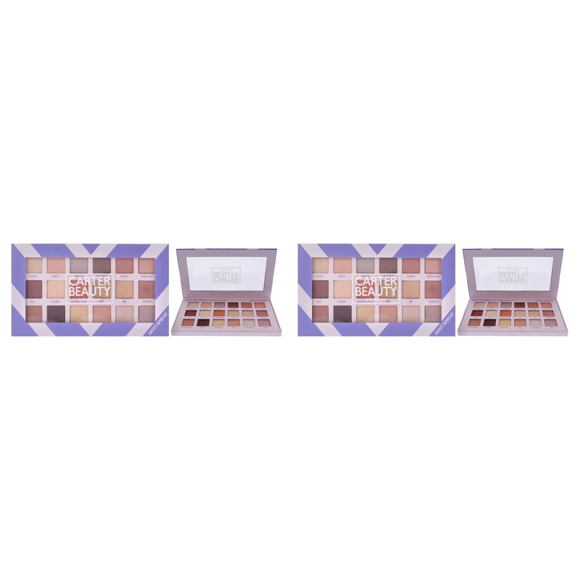 Carter Beauty Women's Sweet Apricot 18-Shade Eyeshadow Makeup Palette - 0.72oz, Pack of 2, Creates Multiple Looks