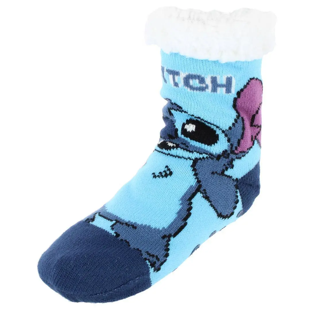 Textiel Trade Boy's Disney Lilo & Stitch Sherpa Lined Slipper Sock (1 Pair), Crew Socks