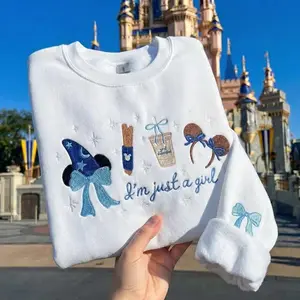 Just a Girl Embroidered Sorcerer Shirt, Fantasia Inspired Cartoon Tee, Coquette Bow Magical Top, WDW Birthday Outfit, Park Day Matching Shirt, Cute Vacation Apparel