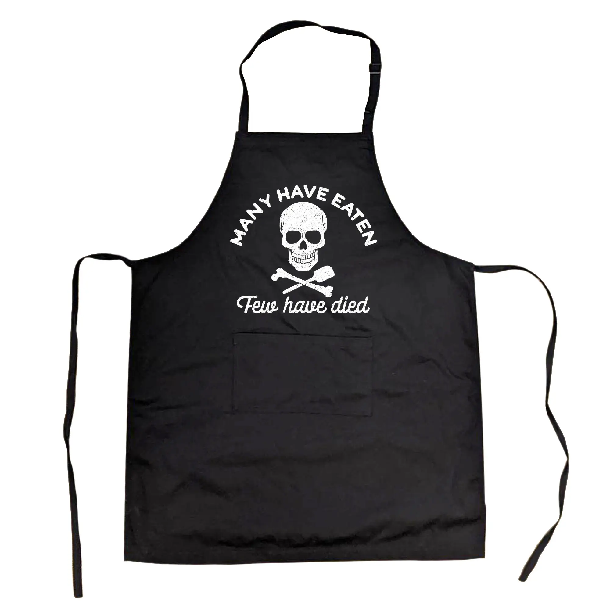 Many Have Eaten Few Have Died Cookout Apron Funny Kitchen BBQ Smock Funny Aprons Adjustable Household Items Graphic Print Mother's Day Grill Apparel Funny Food Cover Grilling Apparel for Men Black