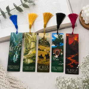 LOTR Metal Bookmark with Tassel, Fantasy Bookmark, Riiv3ndell Lothl0riien R0han Shiire M0rrdor, Gift for Book Lovers