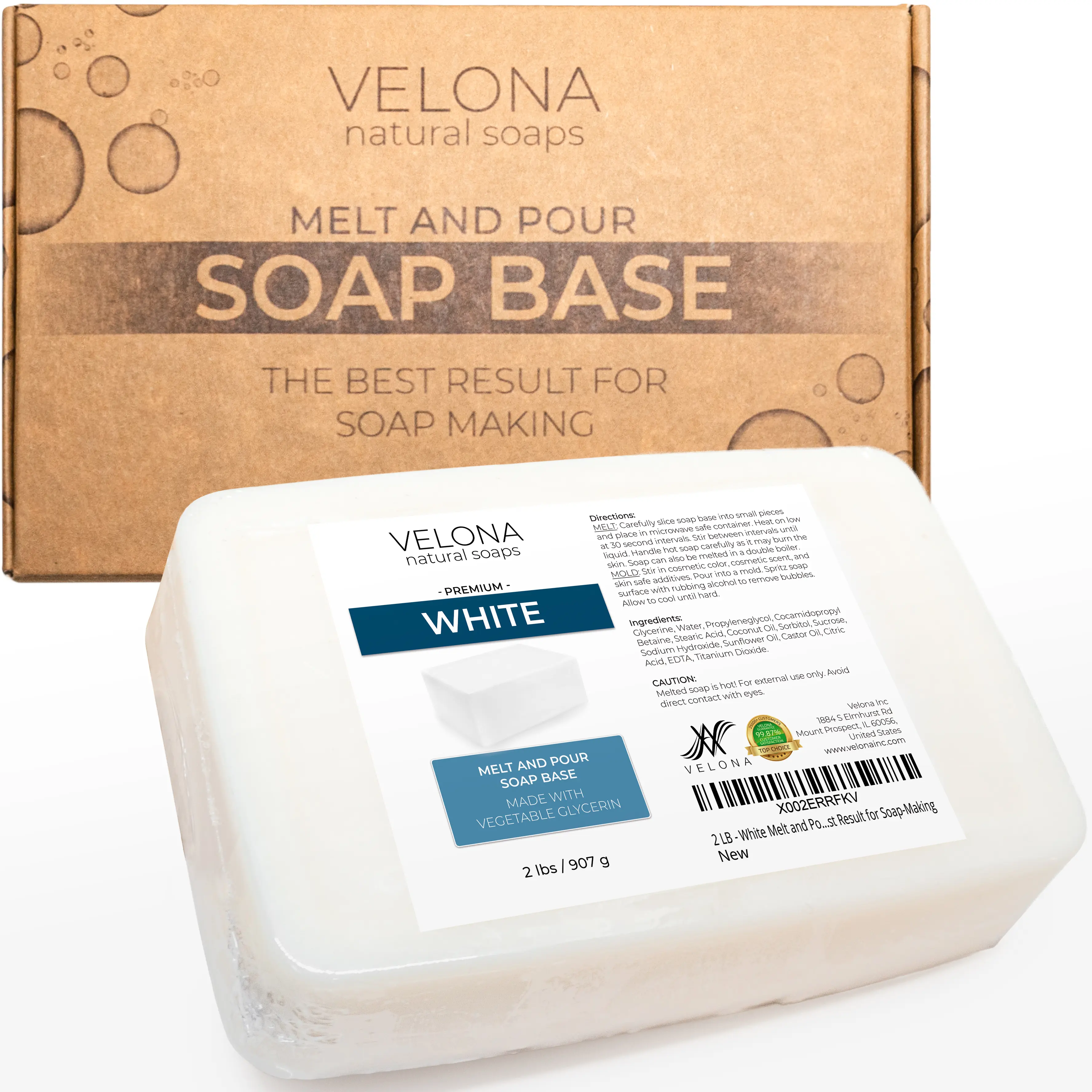 velona 2 LB - White Melt and Pour Soap Base SLS/SLES free | Natural Bars for The Best Result for Soap-Making