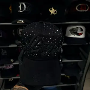 1:1Thirty One Hats El Mago Forever Magic Black Polka Dot Embroidered Cap with Rhinestone Details for Stylish Outfits G5