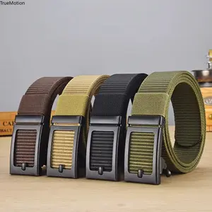 Ratchet Belt for Men 1 3/8" Wide Quick Release Automatic Buckle Nylon Webbing Belt Adjustable Work Casual Waist Belt Gift for Dad