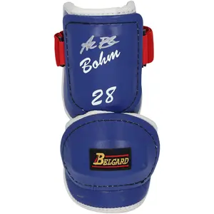 Alec Bohm Philadelphia Phillies Autographed Game-Used Blue Belgard Elbow Guard from the 2025 MLB Season - NF70450451 - Fanatics Authentic Certified