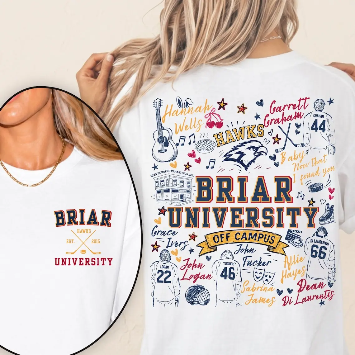 Briar U Hockey Shirt Off-Campus Garrett Graham Dean Di Laurentis John Logan T-Shirt University Hockey Romance Book Lover Gift Tee Booktok