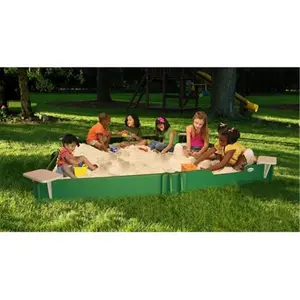 SandLock  10 X 10 Sandbox With 4 Corner Seats- 1 Bench Seat- Ground Barrier