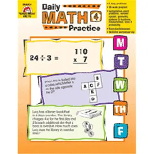Evan-Moor Daily Math Practice Gr. 4 Math Book for School Educational Supplies, Including Ratio, Symmetry, Temperature, Calendar Learning Content