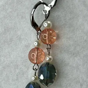 Blue or Peach Sparkle Drop Earrings Female