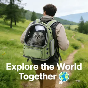Cat Backpack Carrier | Transparent Space Capsule Pet Bubble Bag | Breathable Hiking Travel Knapsack for Small Dogs & Cats